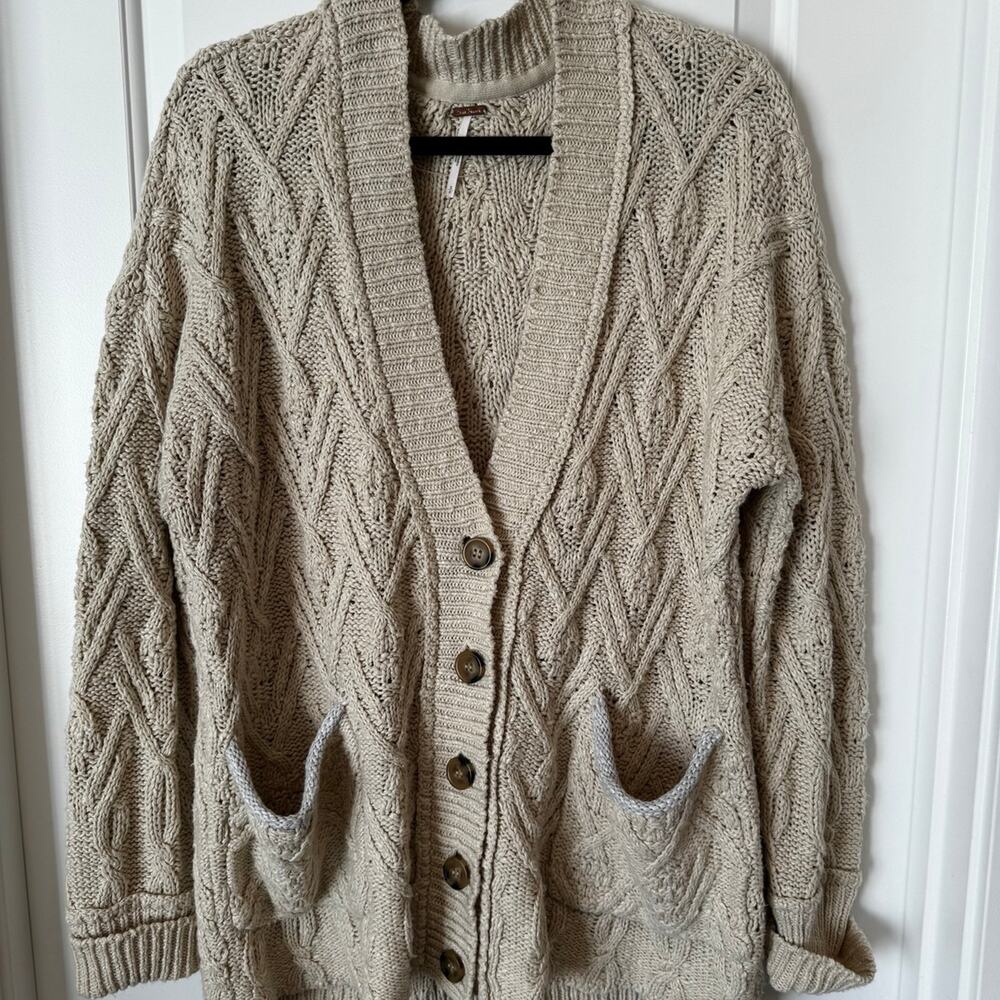 Free People Button-Up Cardigan Cream Women Size Small